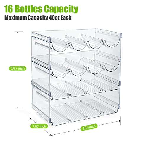 Water Bottle Organizer For Cabinet,4 Pack Plastic Clear Stackable Bottle Holder Storage,Pantry Organizer and Cabinet Organizer,Wine Rack/Drink Bottle Storage Stand for Refrigerator,Kitchen,Freezer