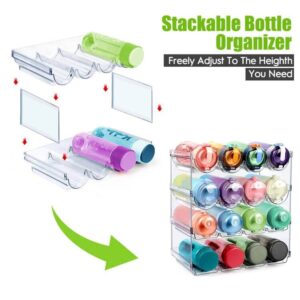 Water Bottle Organizer For Cabinet,4 Pack Plastic Clear Stackable Bottle Holder Storage,Pantry Organizer and Cabinet Organizer,Wine Rack/Drink Bottle Storage Stand for Refrigerator,Kitchen,Freezer