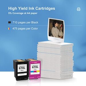 67XL Ink Cartridge Combo Pack Replacement for HP 67 67XL for DeskJet 2742 2755 Envy 6052 6055 6075 DeskJet Plus 4152 4155 4158 Printer (1 Black,1 Tri-Color)