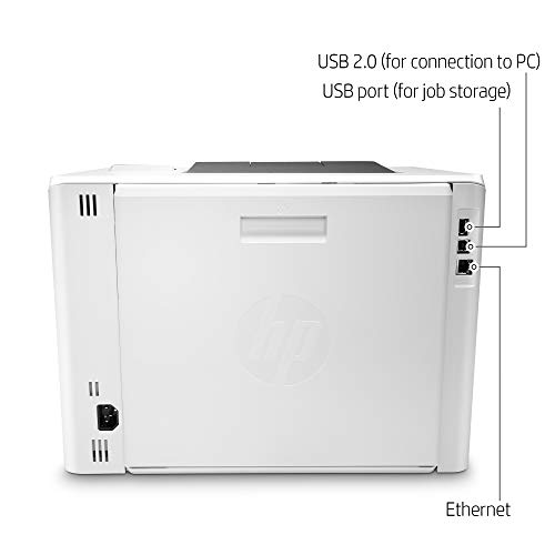 HP Color Laserjet Pro M454dn Print only Wired Laser Printer, 2-line Backlit LCD Display, 28 ppm, Auto Duplex Printing, 600 x 600 dpi, 8.5 x 14, USB 2.0, Ethernet, White, Cbmou Printer Cable