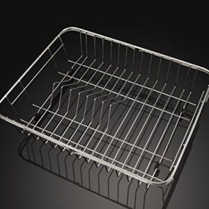 SANNO Dish Drying Rack with Stainless Steel Utensil Holder Large Dish Rack Drainer Drain Expandable Dish Rack Shelf Dish Rack in Sink or Over Sink or On Counter Rustproof Stainless Steel