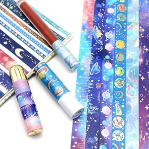 24 Rolls Washi Tape Set - Gold Foil Galaxy Decorative Masking Tape Constellation, Stars, Celestial, Adhesive Tape for Bullet Journal, Diy Craft, Scrapbooking Supplies, Gift Wrapping, Party decoration