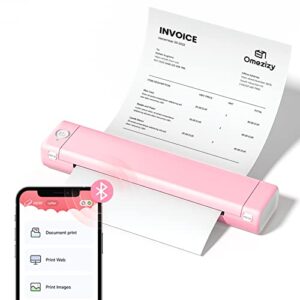 portable printers wireless for travel – bluetooth thermal mobile printer support 8.5″ x 11″ letter size thermal paper, on the go inkless portable bluetooth printer for laptop, phone and ipad – pink