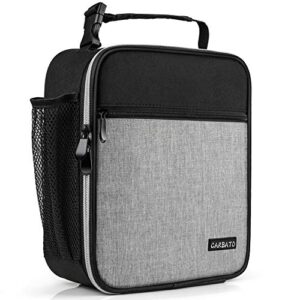 carbato lunch bag, durable insulated lunch box reusable adults tote bag lunch bag for men, women, adults (black gray)