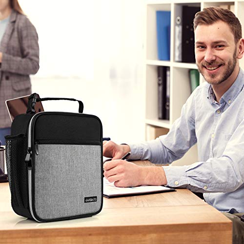 CARBATO Lunch Bag, Durable Insulated Lunch Box Reusable Adults Tote Bag Lunch Bag for Men, Women, Adults (Black Gray)