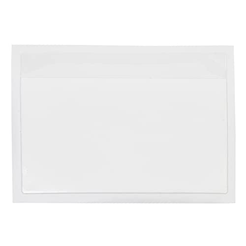 Juvale 100 Pack Plastic Label Holders for 3x5 Index Cards, Clear Self-Adhesive Pockets for Office Supplies