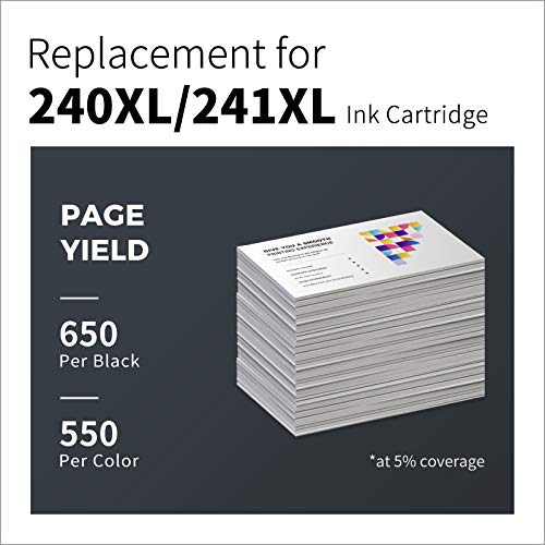 240XL 241XL LemeroUexpect Remanufactured Ink Cartridge Replacement for Canon PG-240 XL CL-241 XL Combo Ink for Pixma MG3620 MG3520 TS5120 MX532 MG3220 MG2120 MX452 MX432 Printer Black Tricolor 2P