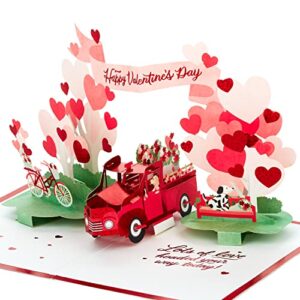 hallmark signature paper wonder pop up valentines day card (vintage red truck)