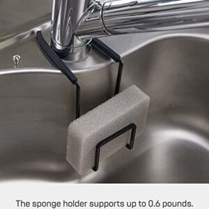 YAMAZAKI home 4389 Faucet-Hanging Sponge Holder-Kitchen Organizer Sink Rack Basket, One Size, Black