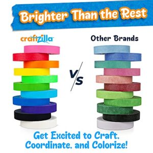 Craftzilla Colored Masking Tape – 11 Extra Large Rolls – 1,815 Feet x 1 Inch of Colorful Craft Tape – Vibrant Rainbow Color Teacher Tape – Great for Art, Lab, Labeling & Classroom Decorations