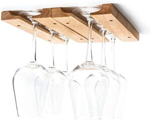 fox run mounted under-cabinet wooden wine glass holder rack, 11 x 7 x 0.75 inches, brown