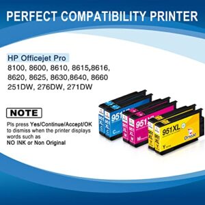 951XL Ink Cartridges for HP Printers, Compatible for HP officejet pro 8600 8610 8620 8630 8100 8625 8615 8616 8625 8640 8660 251DW 276DW 271DW Ink Cartridges, 6 Pack