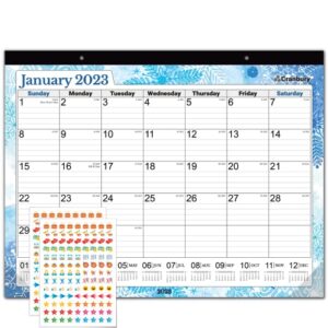cranbury large deskpad calendar 2023 – (seasons) 17×22″, big 2023 calendar 22×17, large desk calendar or wall calendar, colorful monthly designs, includes stickers