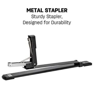 Deli Long Reach Stapler, 25 Sheet Capacity, Long Arm Standard Staplers for Booklet or Book Binding, Black