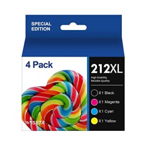 212XL Ink Remanufactured Ink Cartridges Replacement for Epson 212XL T212XL 212 XL T212 for XP-4100 XP-4105 WF-2830 WF-2850 Printer (1 Black, 1 Cyan, 1 Magenta, 1 Yellow, 4 Pack)