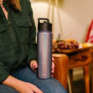 Simple Modern Insulated Water Bottle with 3 Lid Options-Straw, Flip, Chug, Handle Reusable Wide Mouth Stainless Steel Flask Thermos Sport, 4 Piece Set, Pattern: Ocean Geode