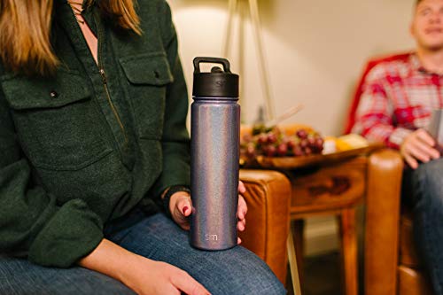 Simple Modern Insulated Water Bottle with 3 Lid Options-Straw, Flip, Chug, Handle Reusable Wide Mouth Stainless Steel Flask Thermos Sport, 4 Piece Set, Pattern: Ocean Geode