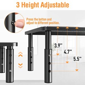 ELIVED 2 Pack Monitor Stand Riser - 3 Height Adjustable Monitor Stand for Laptop, Computer, PC, Printer, Mesh Metal Monitor Riser for Desktop Organizer.