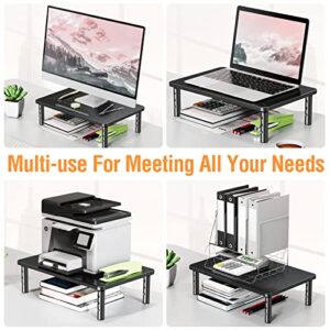 ELIVED 2 Pack Monitor Stand Riser - 3 Height Adjustable Monitor Stand for Laptop, Computer, PC, Printer, Mesh Metal Monitor Riser for Desktop Organizer.