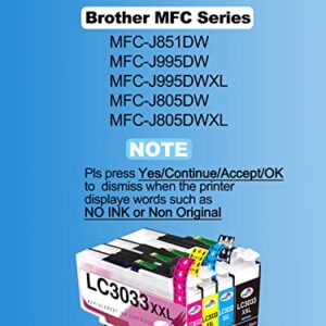 Compatible for Brother LC3033 Ink Cartridges Replacement for LC3033 BK/C/M/Y Ink Cartridges Brother use with Brother MFC-J995DW MFC-J995DWXL MFC-J815DW MFC-J805DW MFC-J805DWXL, 4 for LC3033 LC3035 Ink