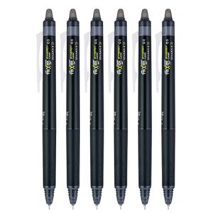 pilot frixion synergy clicker retractable & erasable gel ink pens, 0.5mm extra fine point, black ink, 6-pack