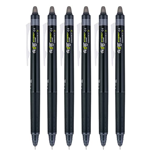 PILOT FriXion Synergy Clicker Retractable & Erasable Gel Ink Pens, 0.5mm Extra Fine Point, Black Ink, 6-pack