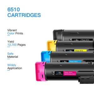 LxTek Compatible Toner Cartridge Replacement for Xerox Phaser 6510, WorkCentre 6515 High Yield (1 Black, 1 Cyan, 1 Magenta, 1 Yellow, 4-Pack)