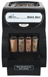 royal sovereign electric coin sorter/counter, patented anti-jam technology, 1 row of coin counting (qs-2an)