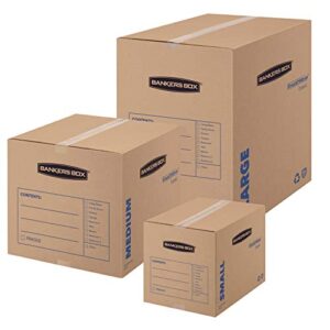 Bankers Box SmoothMove Basic Moving Boxes, Small, 16 x 12 x 12 Inches, 15 Pack (7713802) , Brown