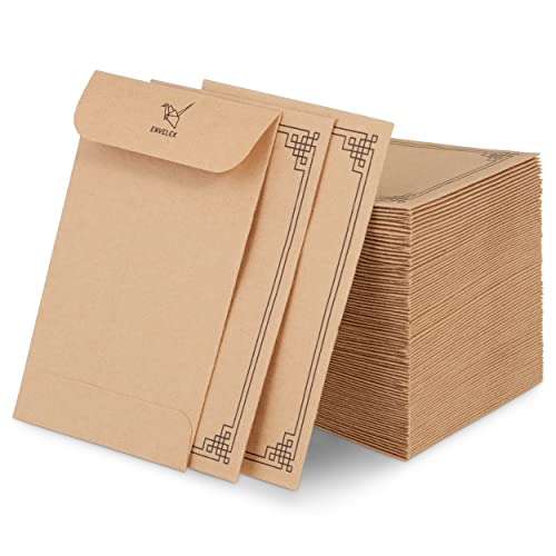 Envelex #1 Paper Coin Envelopes 2 1/4 x 3 1/2 inches - 100 Packs Premium Quality Seed Envelopes for Storage of Keys, Cards, Wage, Stamp Collection, and small items