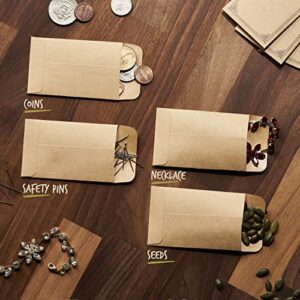 Envelex #1 Paper Coin Envelopes 2 1/4 x 3 1/2 inches - 100 Packs Premium Quality Seed Envelopes for Storage of Keys, Cards, Wage, Stamp Collection, and small items