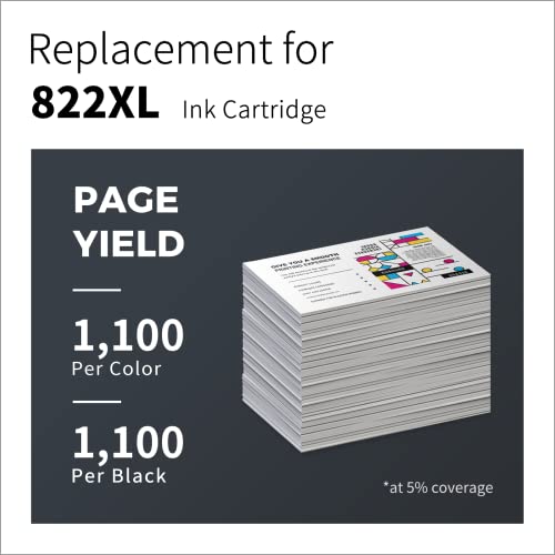 LemeroUtrust 822XL Remanufactured Ink Cartridge Replacement for Epson 822XL 822 XL T822XL use with Epson Workforce Pro WF-4830 WF-3820 WF-4820 WF-4833 WF-4834 (Black Cyan Magenta Yellow, 4-Pack)