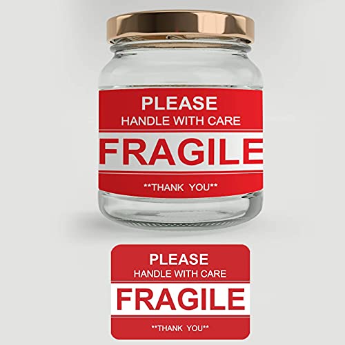 Anylabel 3 x 2 inch Handle with Care Fragile Thank You Warning Packing Shipping Label Stickers Permanent Adhesive (1 Roll, 500 Labels)