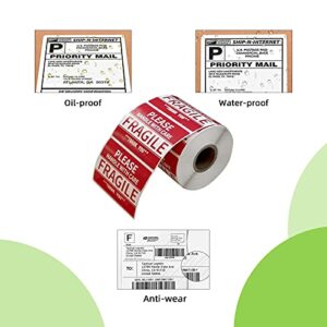 Anylabel 3 x 2 inch Handle with Care Fragile Thank You Warning Packing Shipping Label Stickers Permanent Adhesive (1 Roll, 500 Labels)