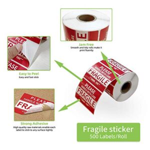 Anylabel 3 x 2 inch Handle with Care Fragile Thank You Warning Packing Shipping Label Stickers Permanent Adhesive (1 Roll, 500 Labels)