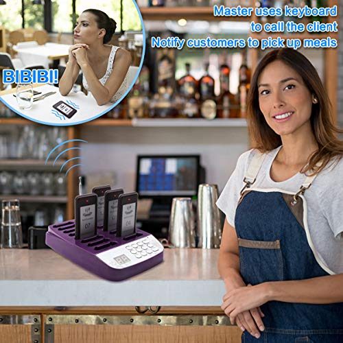 Daytech Restaurant Pager System Paging Buzzer System Beepers Wireless Rechargeable Calling System for Restaurant Hotels Food Truck Cafe Shop Clinic with 16 Coaster Pagers
