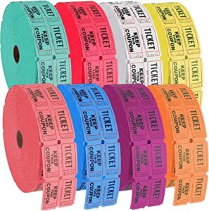 double roll raffle event tickets – full set of 8 colors (8 rolls of 2000 tickets each)