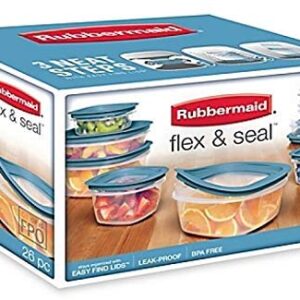 Rubbermaid 26 Piece Flex & Seal with Leak Proof Lids, Easy to find, snaps right on to the bases, Blue