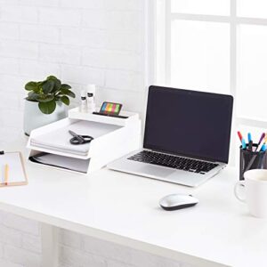 Amazon Basics Plastic Desk Organizer - Half Accessory Tray, White