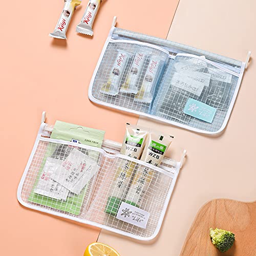 MOLANLY 4PCS Refrigerator Door Organizer Set, Fridge Hanging Mesh Bag for Kitchen Storage Bag, Household Sundries Sorting Bag Used to Refrigerator Side Door, Only for Small Objects Containers