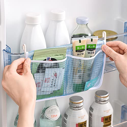 MOLANLY 4PCS Refrigerator Door Organizer Set, Fridge Hanging Mesh Bag for Kitchen Storage Bag, Household Sundries Sorting Bag Used to Refrigerator Side Door, Only for Small Objects Containers