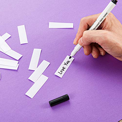 Writable Iron on Clothing Labels Precut Iron on Fabric Labels Personalized Clothing Name Labels Tags with 2 Pieces Permanent Fabric Marker for Nursing Home College Camp Day Care Uniforms (200 Pieces)