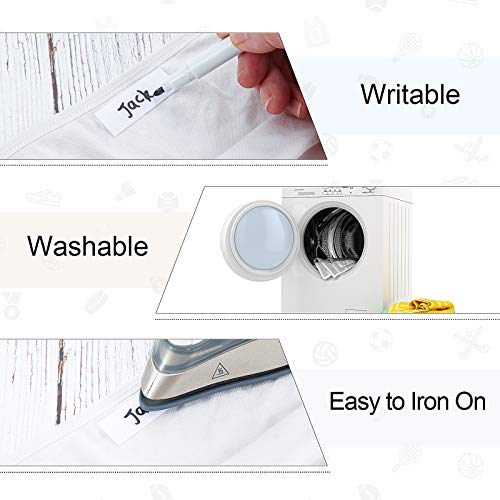 Writable Iron on Clothing Labels Precut Iron on Fabric Labels Personalized Clothing Name Labels Tags with 2 Pieces Permanent Fabric Marker for Nursing Home College Camp Day Care Uniforms (200 Pieces)