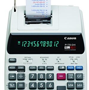 Canon Office Products 2204C001 Canon P170-DH-3 Desktop Printing Calculator with Currency Conversion, Clock & Calendar, and Time Calculation, Black/White/Silver, 14.60 Inch x 9.60 Inch x 3.00 Inch