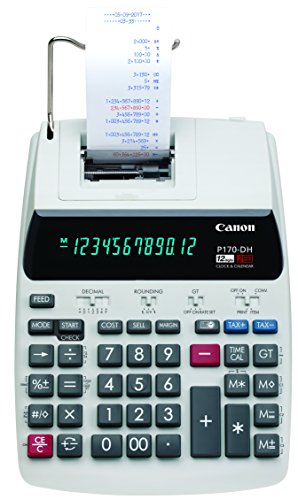 Canon Office Products 2204C001 Canon P170-DH-3 Desktop Printing Calculator with Currency Conversion, Clock & Calendar, and Time Calculation, Black/White/Silver, 14.60 Inch x 9.60 Inch x 3.00 Inch