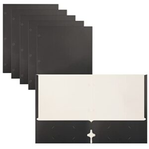 two pocket portfolio folders, 50-pack, black, letter size paper folders, by better office products, 50 pieces, black