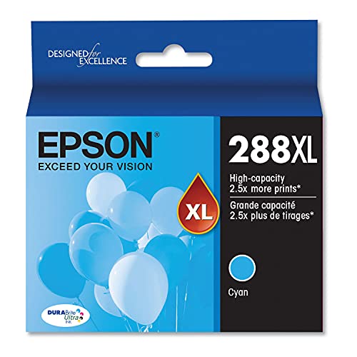 EPSON T288 DURABrite Ultra -Ink High Capacity Cyan -Cartridge (T288XL220-S) for Select Epson Expression Printers