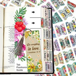 bible index tabs new & old testament tabs matte laminated floral design – 121 pcs (floral)