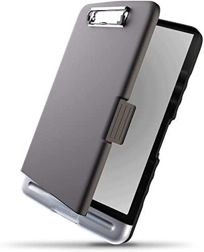 Sunnyclip Clipboard with Storage, Real Hinge & 2 Compartment, Letter Size Plastic Side Opening Lightweight Portable Slimcase Box, Smooth Writing for Paperwork Office Classroom Supply