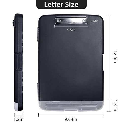 Sunnyclip Clipboard with Storage, Real Hinge & 2 Compartment, Letter Size Plastic Side Opening Lightweight Portable Slimcase Box, Smooth Writing for Paperwork Office Classroom Supply
